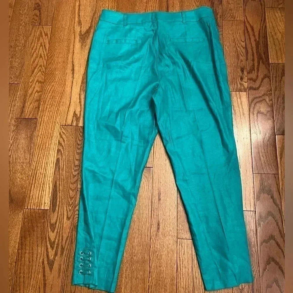 New York Company Linen Blend Modern Fit STRETCH High-Waist ANKLE Sz 14 - Picture 2 of 10
